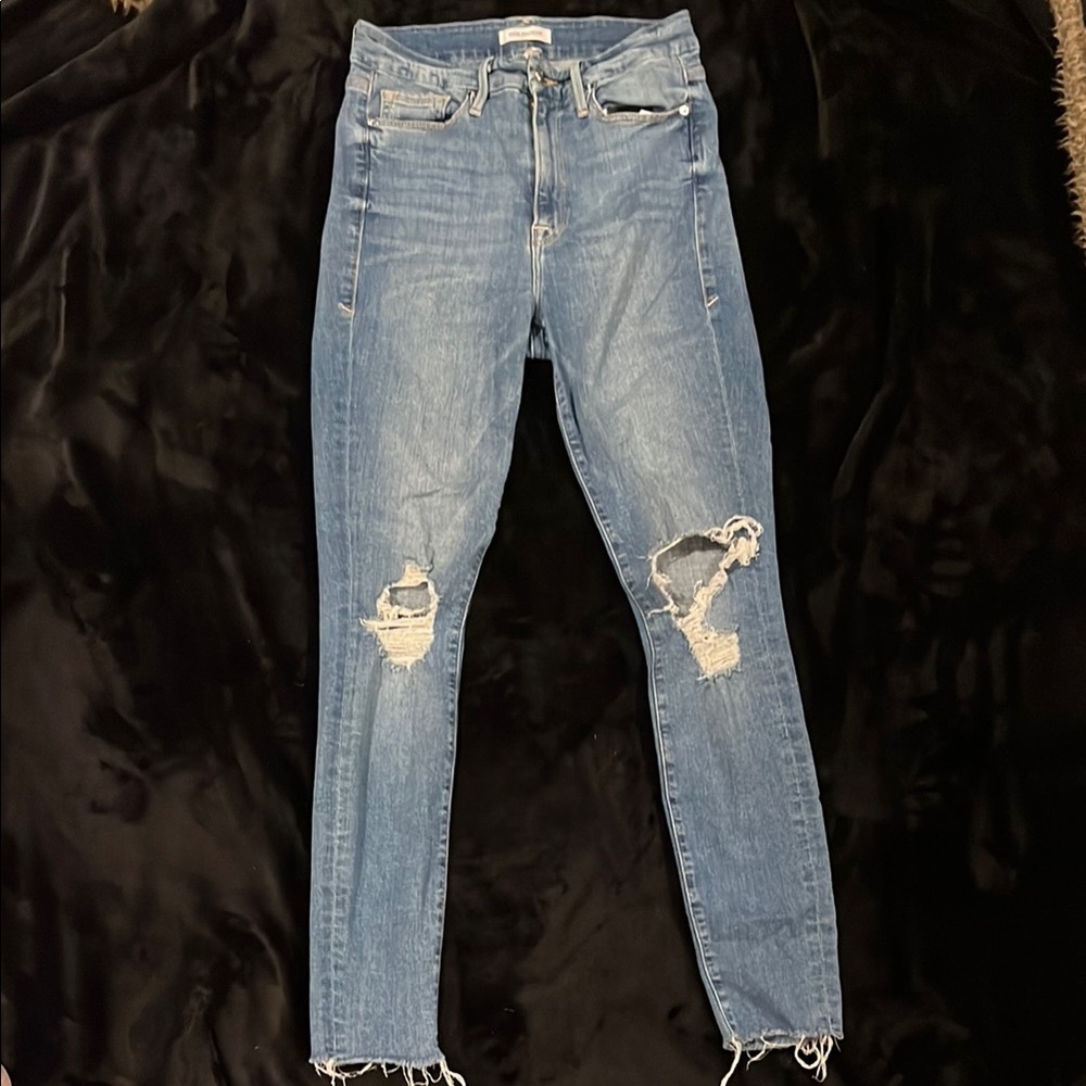 Good American Light Blue Distressed Skinny Jeans